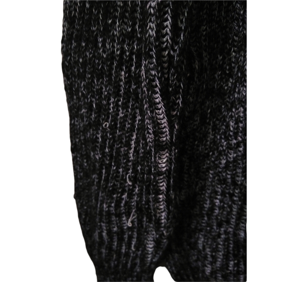 Zara Knit Black Ribbed Chunky Wool Turtleneck Sweater Blend Hi-Lo Hem Zip Small - Picture 6 of 14